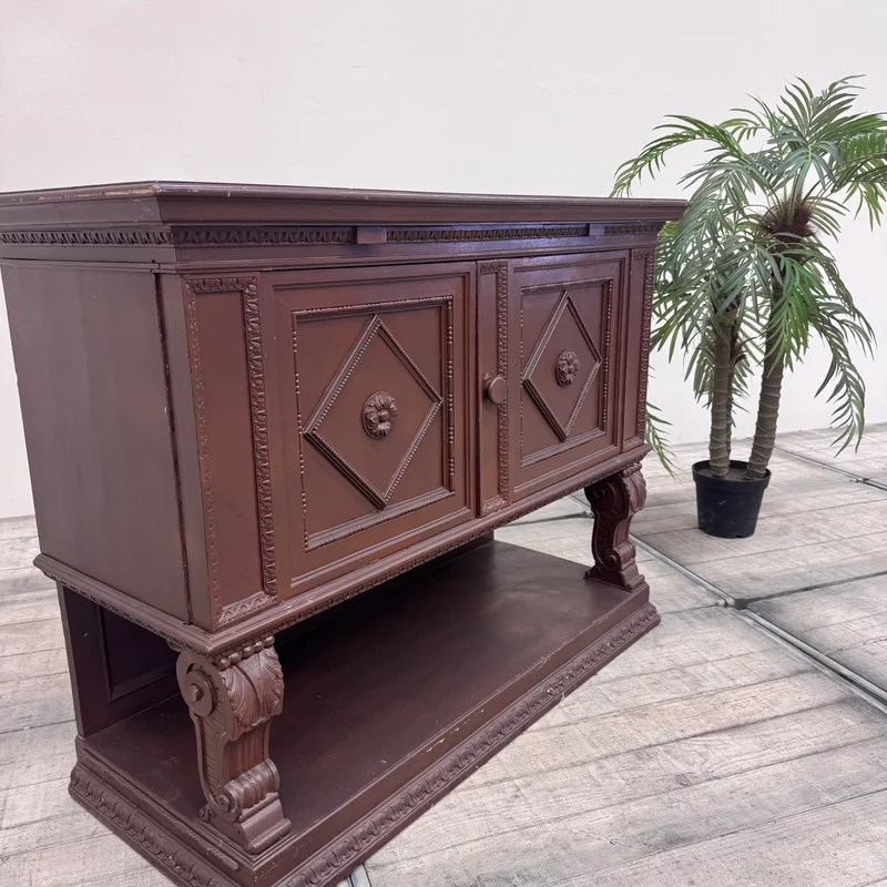 Vintage Sideboard Kommode Dunkles Holz Dekorativ Schrank Gebraucht