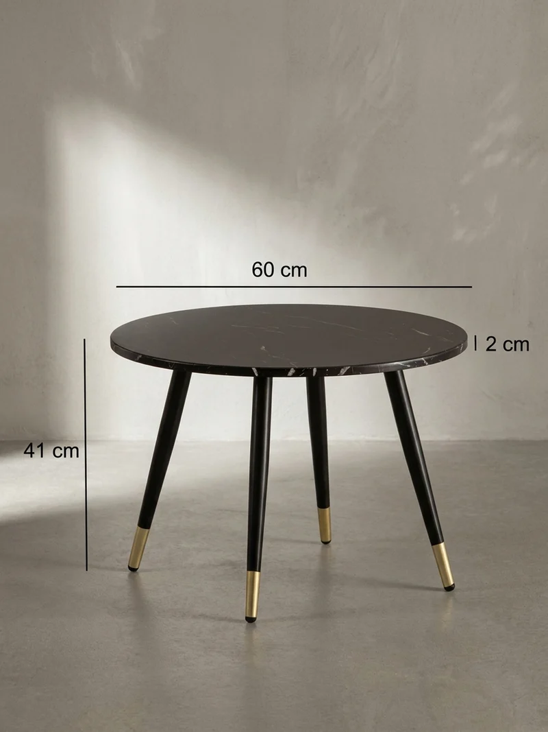 Couchtisch mit Marmor Optik, Modernes Design, Metall-Gestell, Runde Form
