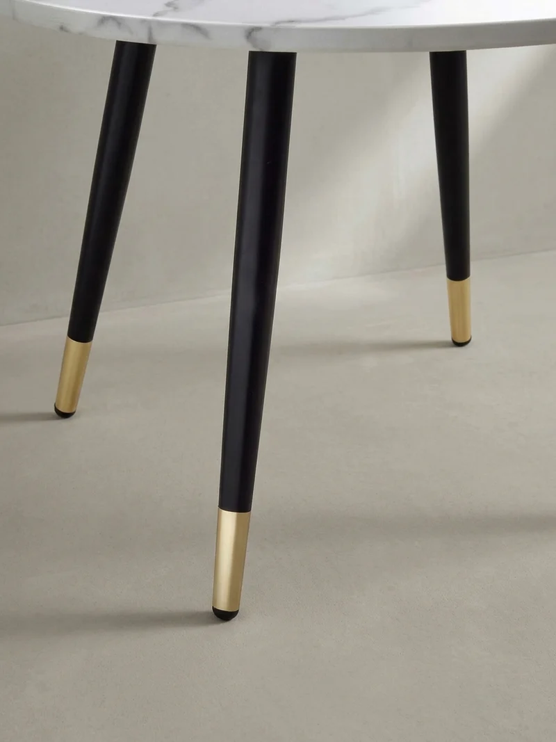 Couchtisch mit Marmor Optik, Modernes Design, Metall-Gestell, Runde Form