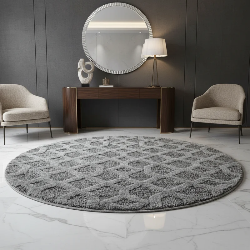 3D Hochflor-Teppich Rauten-Gitter – Waschbar | Plastischer Hoch-Tief-Effekt | 2,00 cm Florhöhe für Wohnkomfort