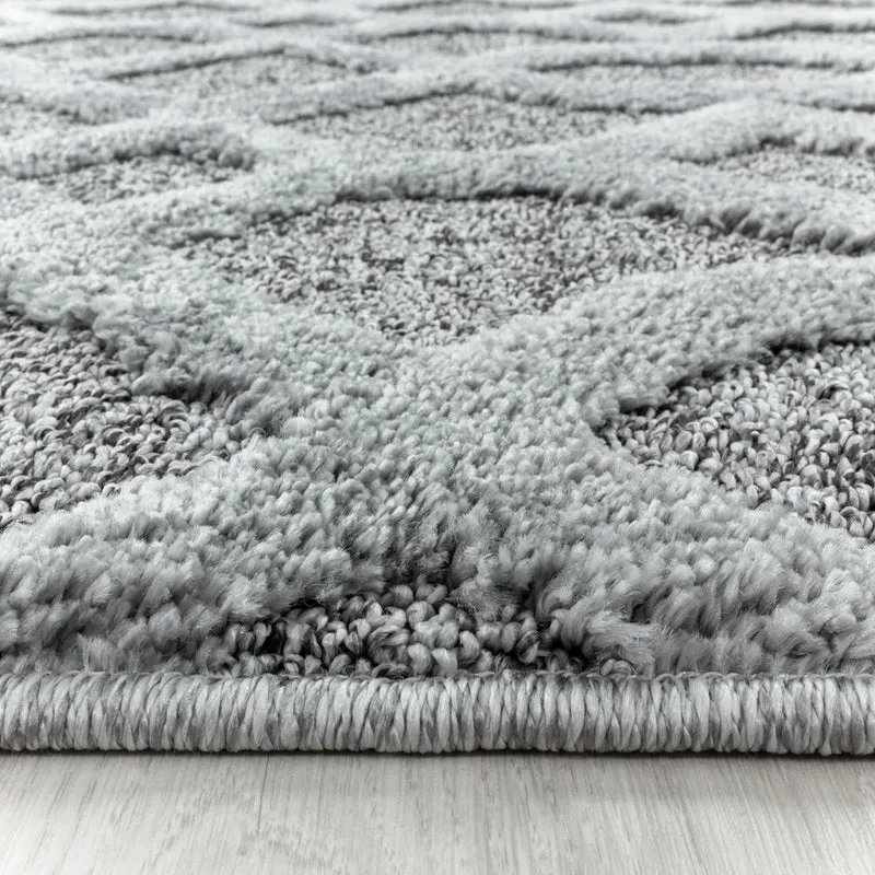 3D Hochflor-Teppich Rauten-Gitter – Waschbar | Plastischer Hoch-Tief-Effekt | 2,00 cm Florhöhe für Wohnkomfort