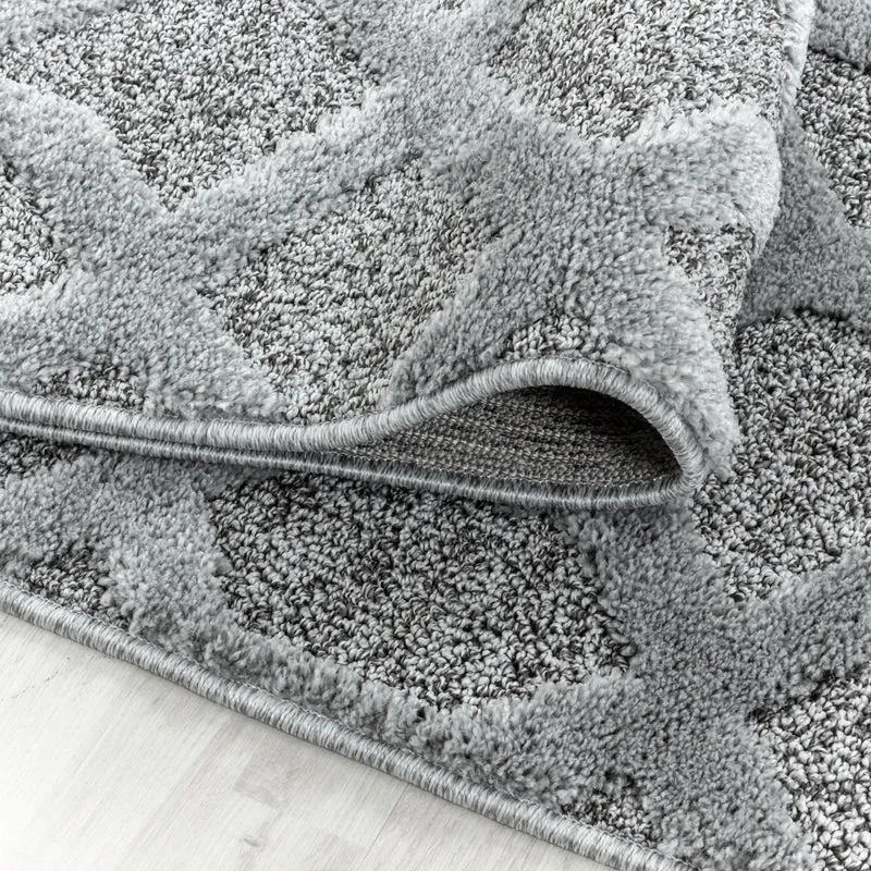 3D Hochflor-Teppich Rauten-Gitter – Waschbar | Plastischer Hoch-Tief-Effekt | 2,00 cm Florhöhe für Wohnkomfort