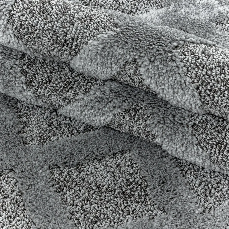 3D Hochflor-Teppich Rauten-Gitter – Waschbar | Plastischer Hoch-Tief-Effekt | 2,00 cm Florhöhe für Wohnkomfort