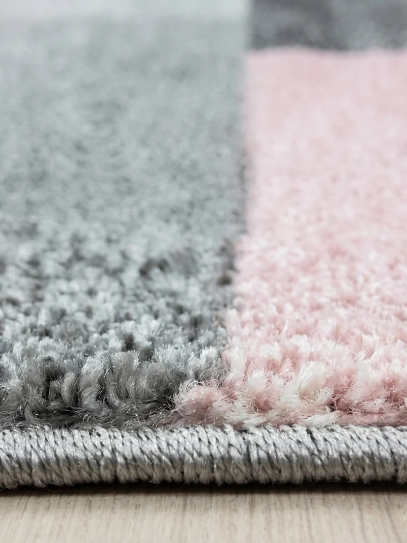Kurzflor-Teppich Karo – Waschbar & Strapazierfähig | Frisée-Garn für Lebendige Textur