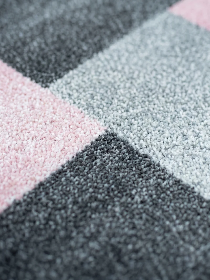 Kurzflor-Teppich Karo – Waschbar & Strapazierfähig | Frisée-Garn für Lebendige Textur