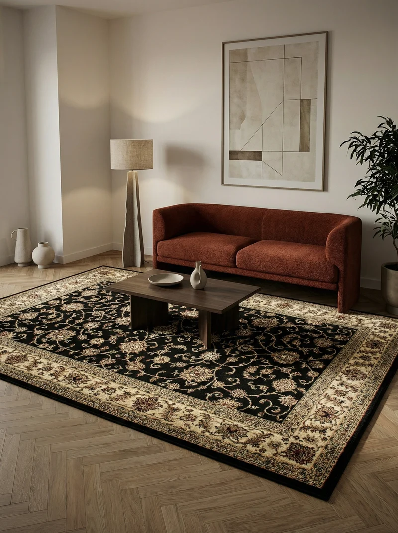 Kurzflor-Teppich Persisches Medaillon – Waschbar | Klassischer Orient | Heatset-Veredelung für Wolloptik
