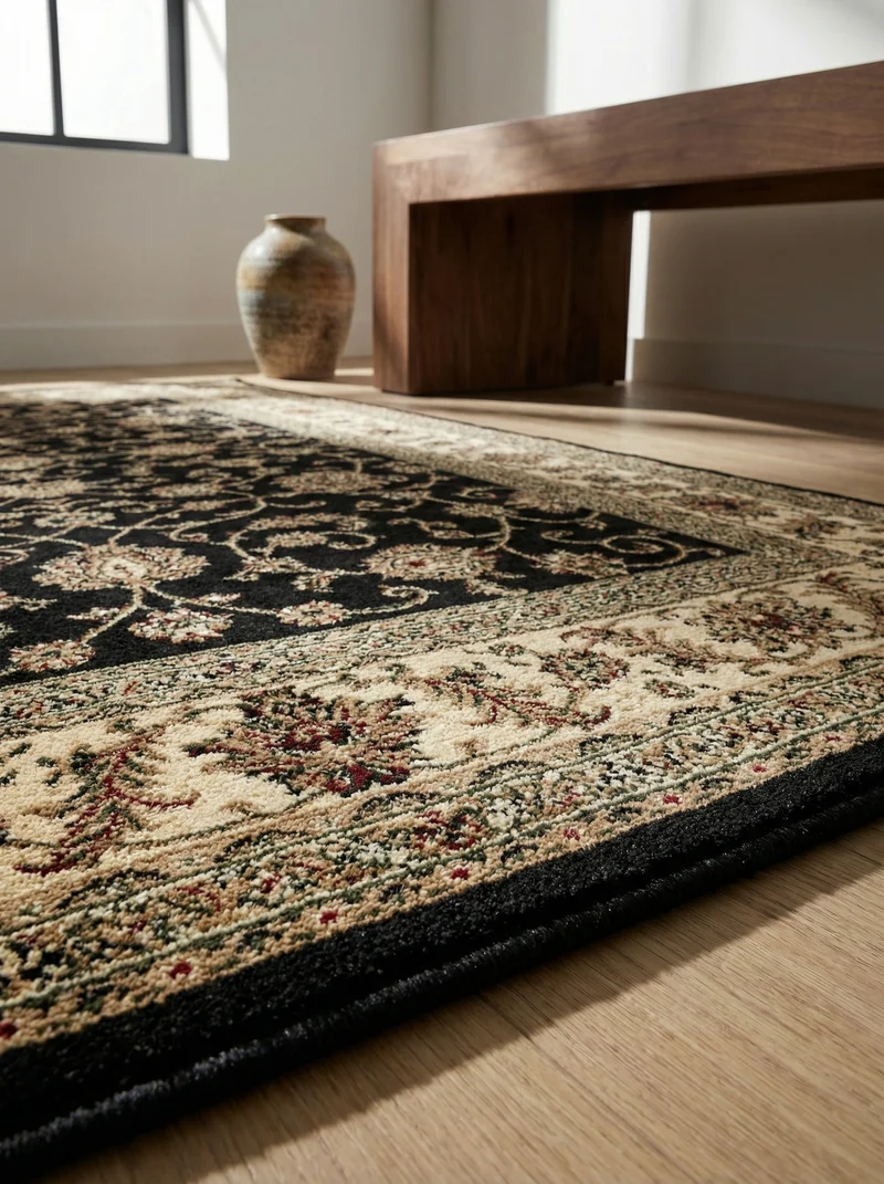 Kurzflor-Teppich Persisches Medaillon – Waschbar | Klassischer Orient | Heatset-Veredelung für Wolloptik