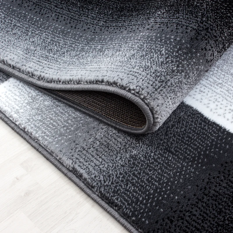 Kurzflor-Teppich Abstraktes Karo – Waschbar & Strapazierfähig | Heatset-Veredelung für Wolloptik