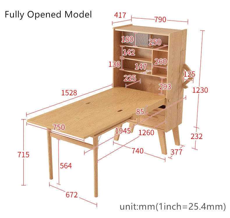 Platzsparender Sideboard-Tisch mit Klappstühlen