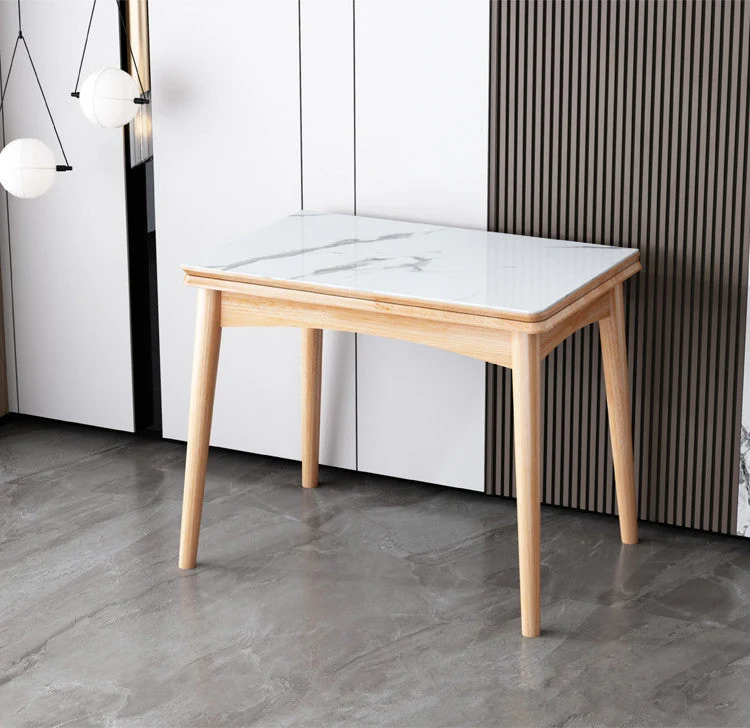 Platzsparendes Design, faltbarer und erweiterbarer Massivholztisch