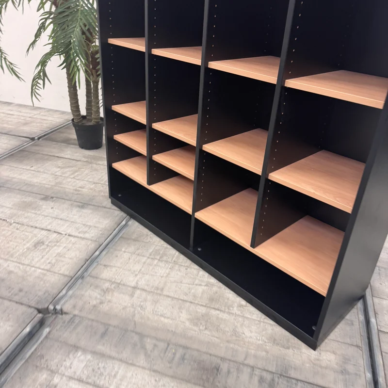 Großes Büroregal Fächerregal Schwarz Braun Holz Regal Gebraucht