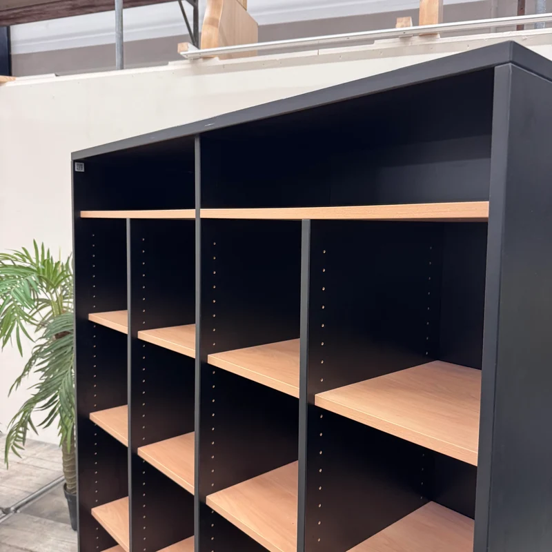 Großes Büroregal Fächerregal Schwarz Braun Holz Regal Gebraucht