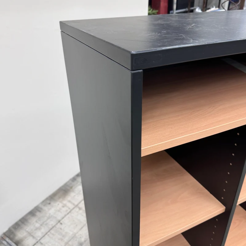 Großes Büroregal Fächerregal Schwarz Braun Holz Regal Gebraucht