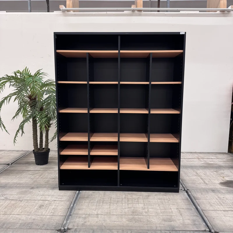 Großes Büroregal Fächerregal Schwarz Braun Holz Regal Gebraucht