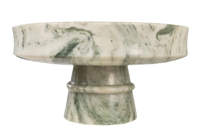 Casa Padrino Luxus Marmor Schale Grün 30 x 30 x H. 15 cm - Weit geöffnete Schale auf rundem Fuß aus hochwertigem Indian Green Onyx - Luxus Deko Accessoires