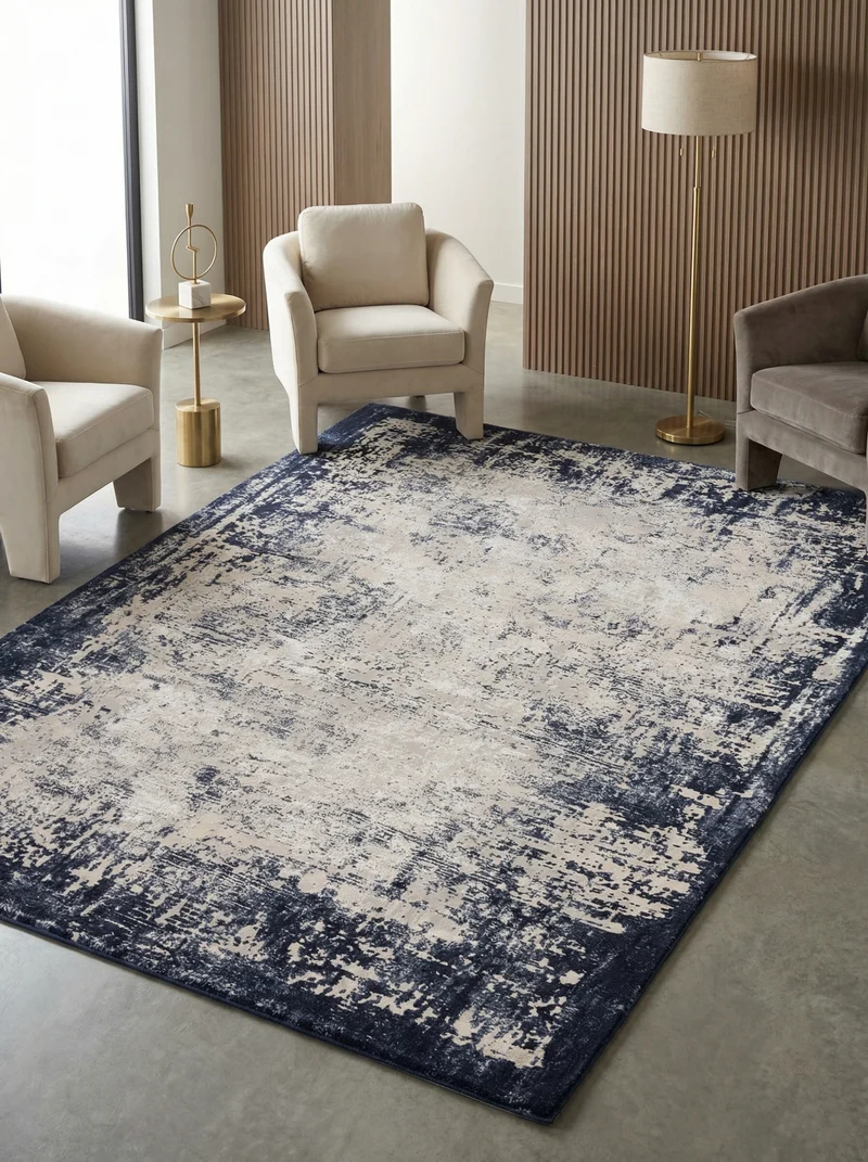Teppich Velours abstrakt mit Bordüren