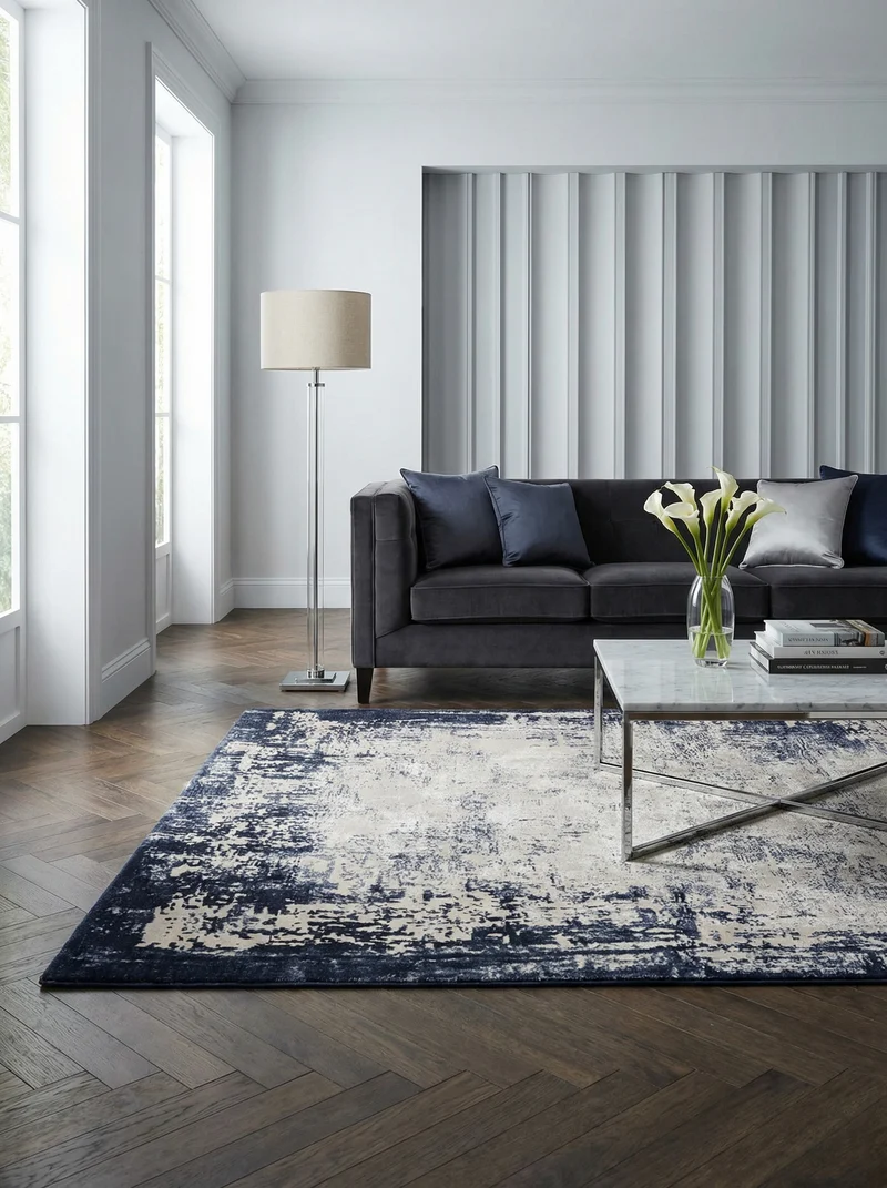 Teppich Velours abstrakt mit Bordüren