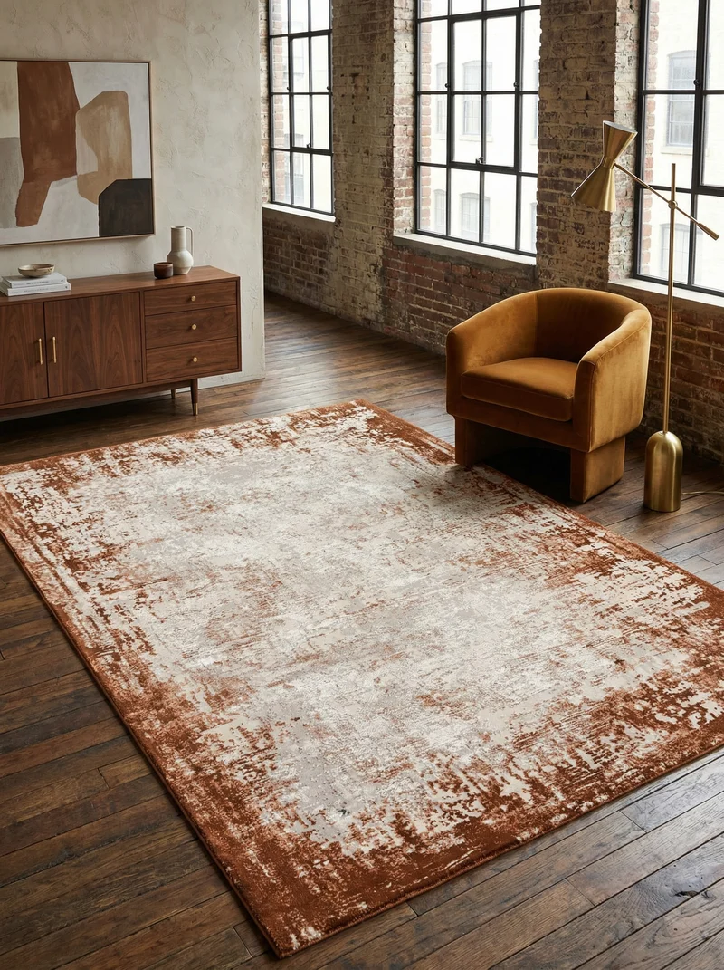 Teppich Velours abstrakt mit Bordüren