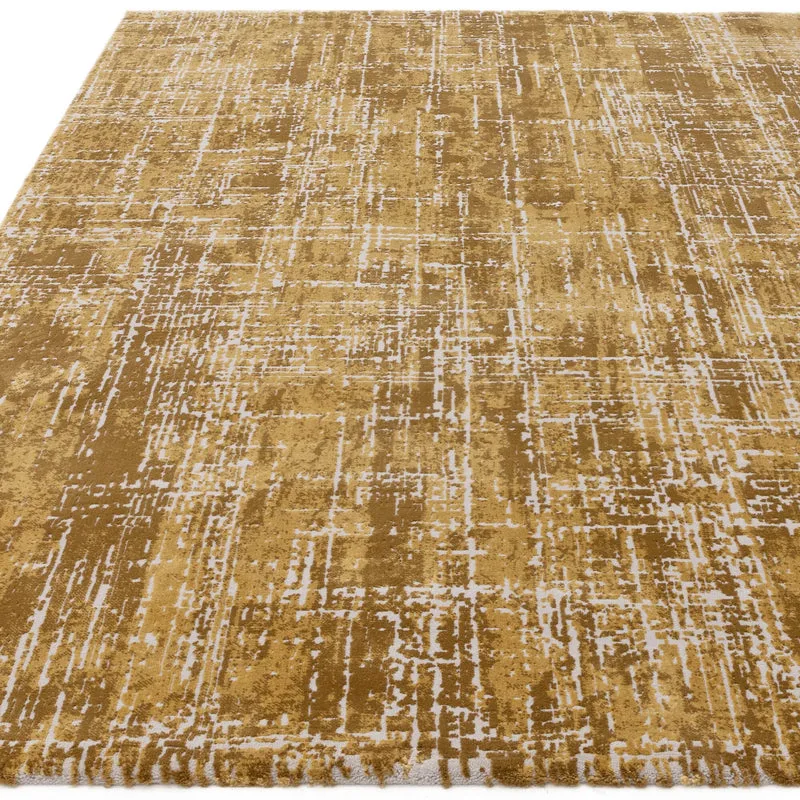 Teppich Polypropylen velours abstrakt Senfgelb/Dunkelblau
