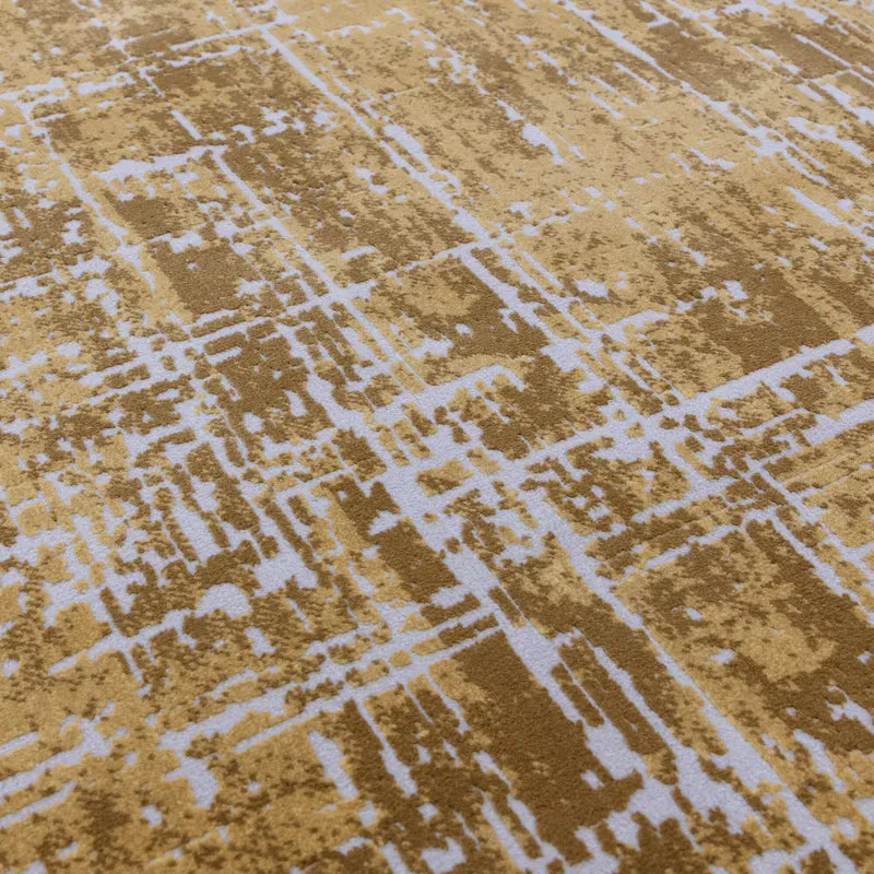 Teppich Polypropylen velours abstrakt Senfgelb/Dunkelblau