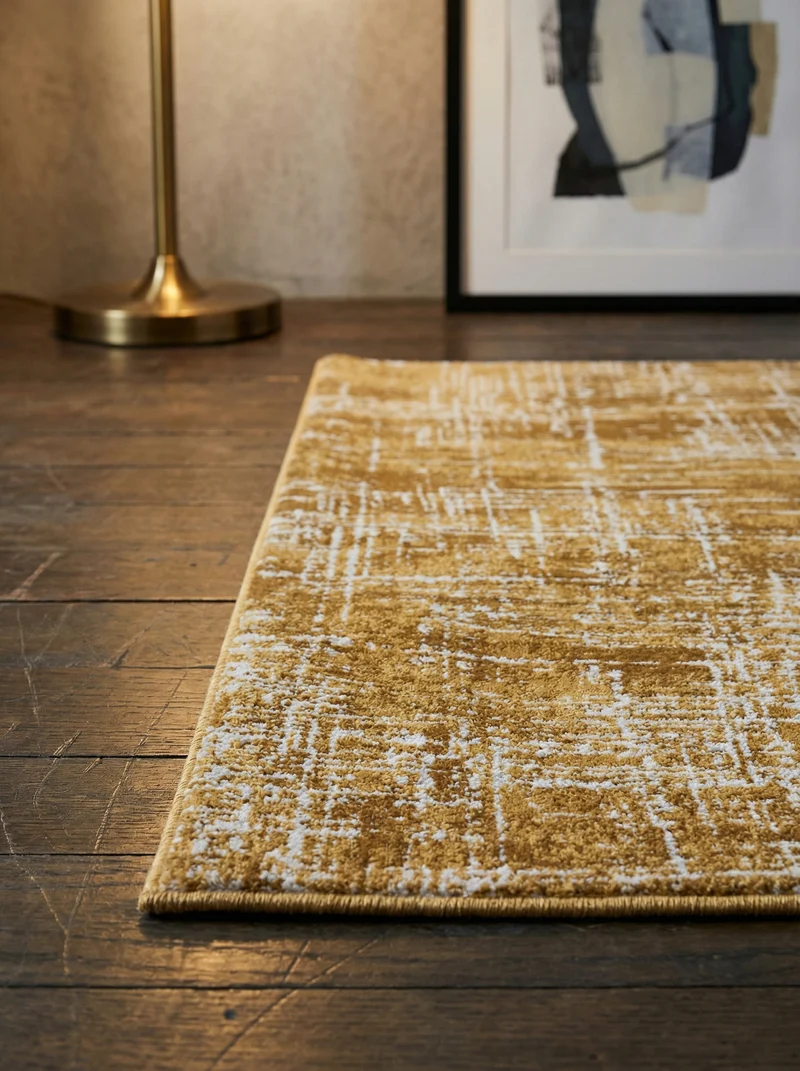 Teppich Polypropylen velours abstrakt Senfgelb/Dunkelblau