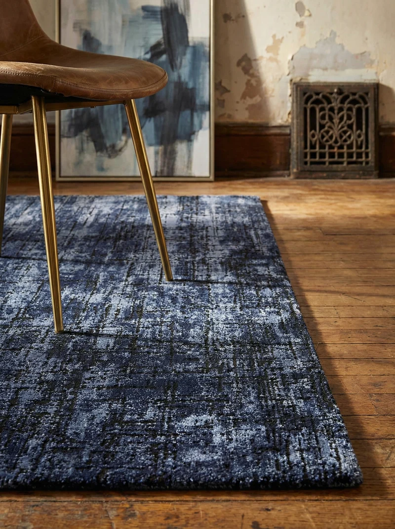 Teppich Polypropylen velours abstrakt Senfgelb/Dunkelblau