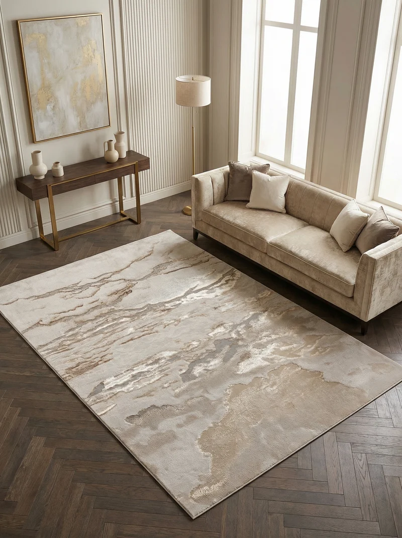 Teppich Velours-Metallic Marmoroptik Hochglanz