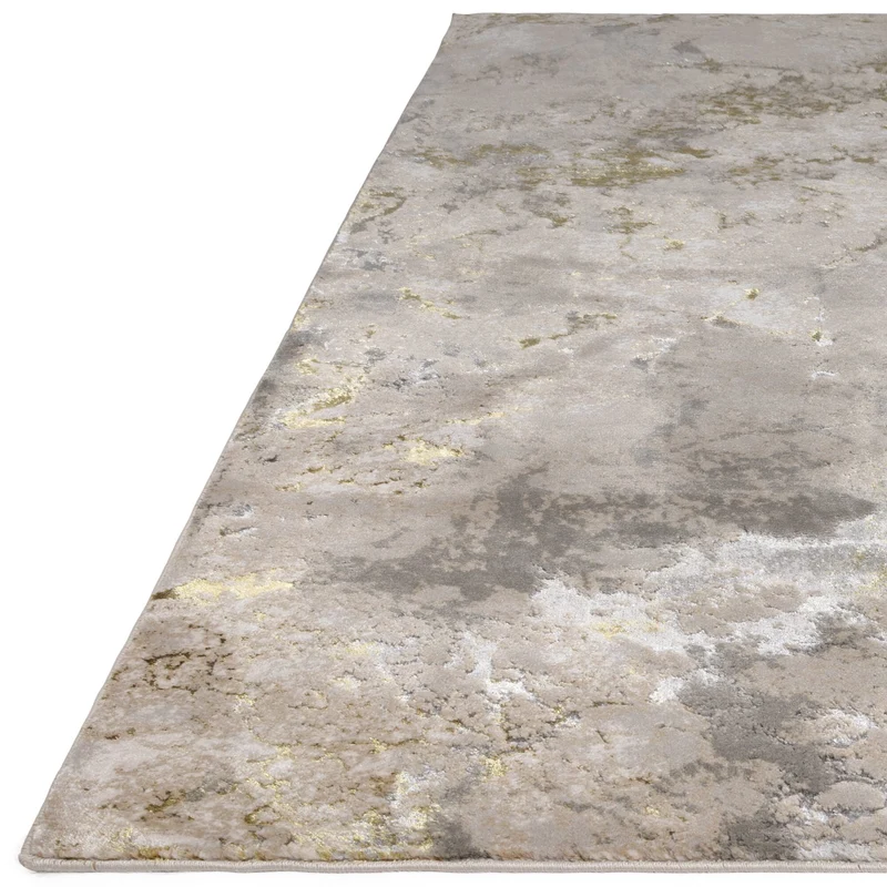 Teppich Hochglanz Metallic abstrakt Galaxie-Design pflegeleicht strapazierfähig Gold/Beige/Grau