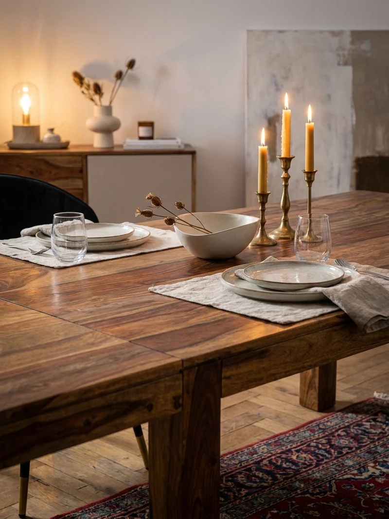 Esszimmertisch – Massivholz Braun 120–200 cm rechteckig verlängerbar