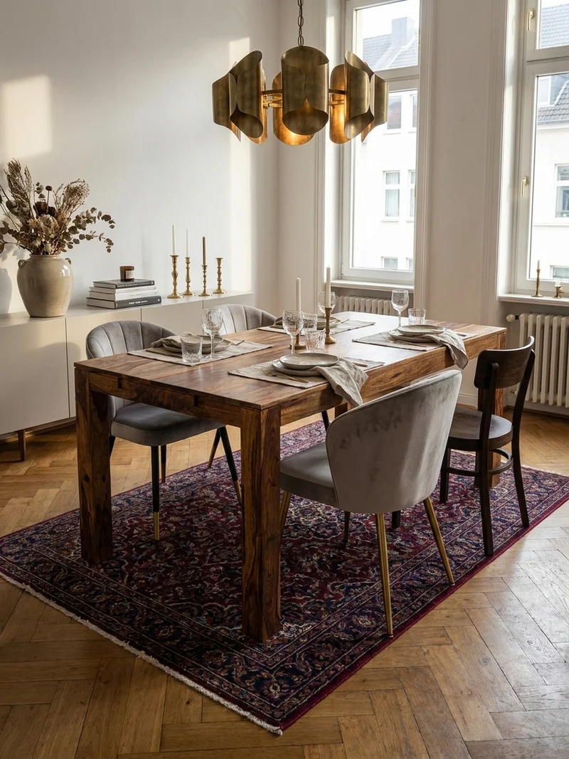 Esszimmertisch – Massivholz Braun 120–200 cm rechteckig verlängerbar