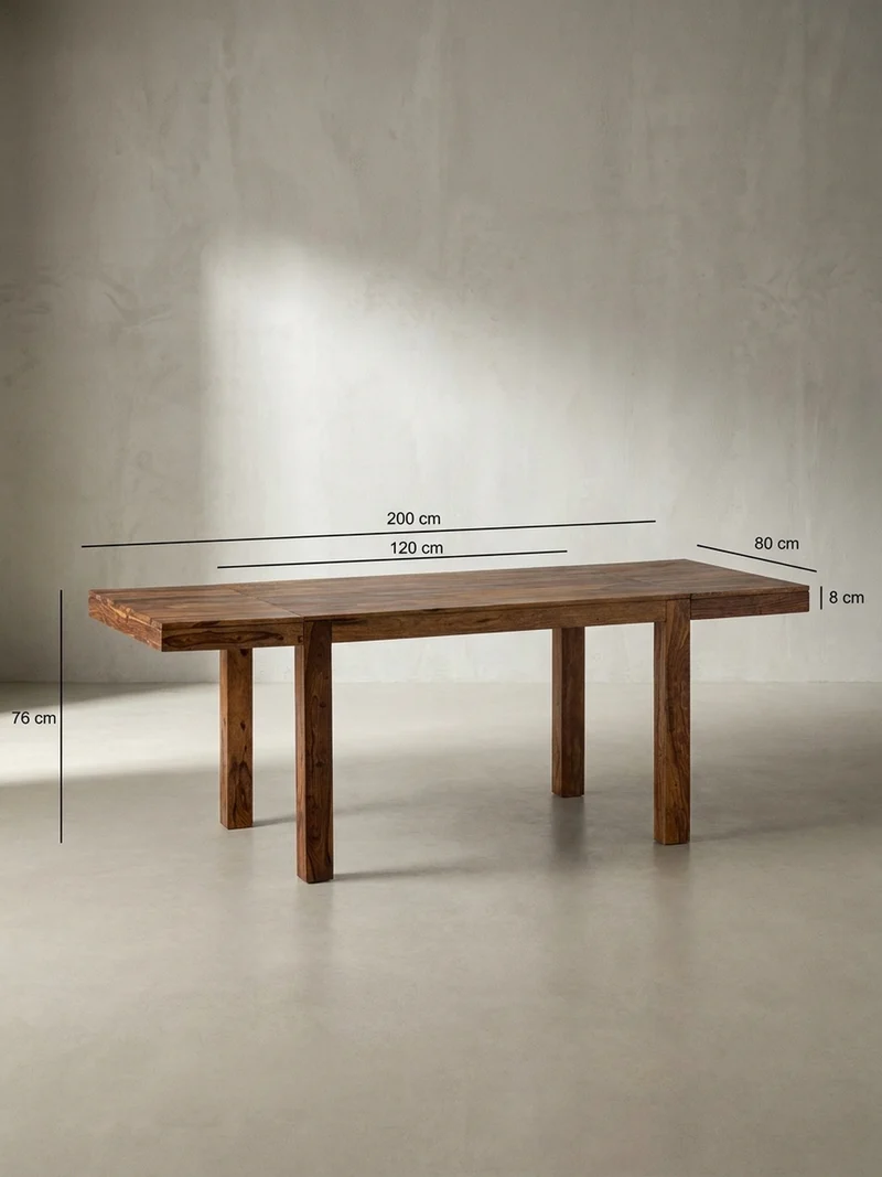 Esszimmertisch – Massivholz Braun 120–200 cm rechteckig verlängerbar