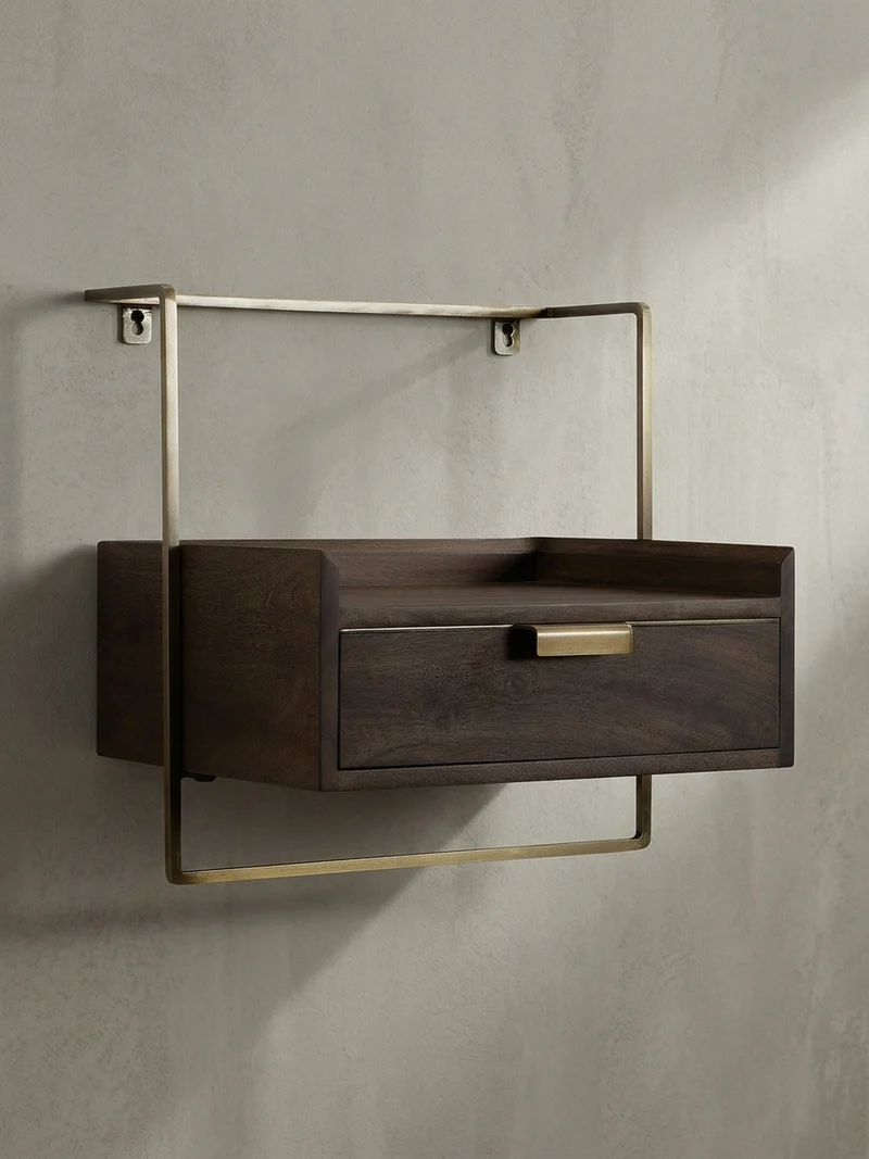 Nachttisch Mango Massivholz Wandmontage Schublade Boxspringbett