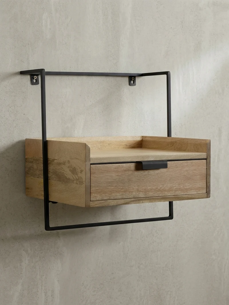 Nachttisch Mango Massivholz Wandmontage Schublade Boxspringbett