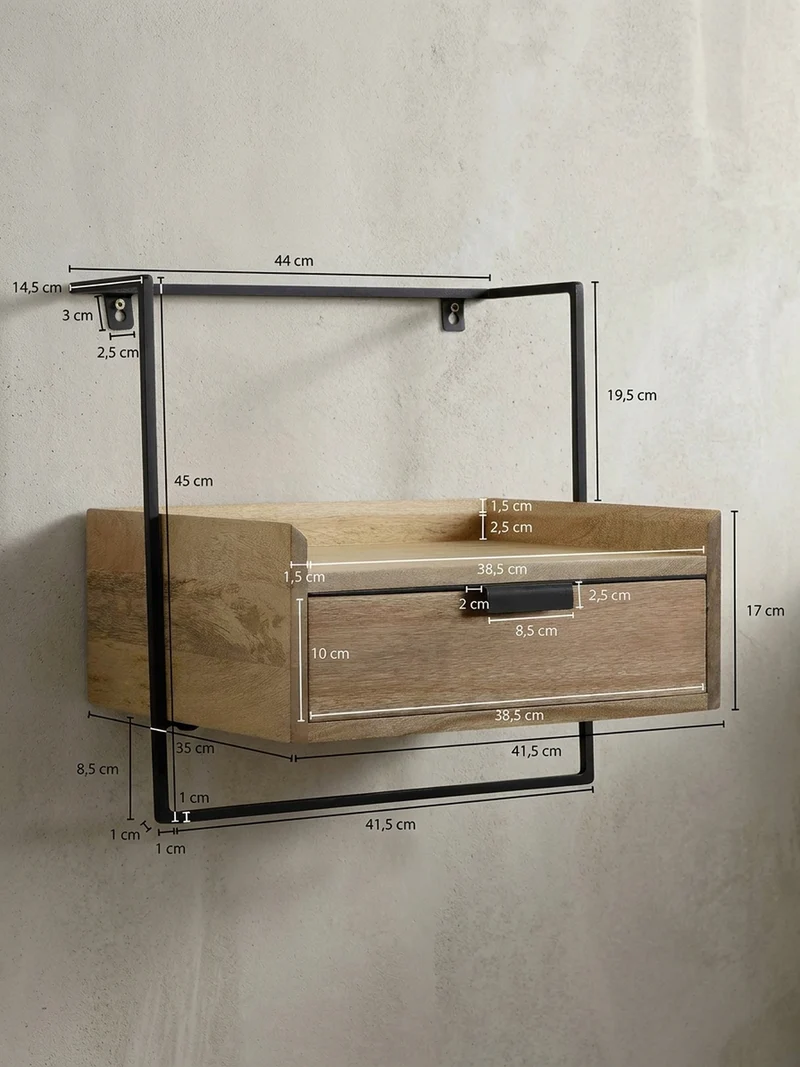 Nachttisch Mango Massivholz Wandmontage Schublade Boxspringbett