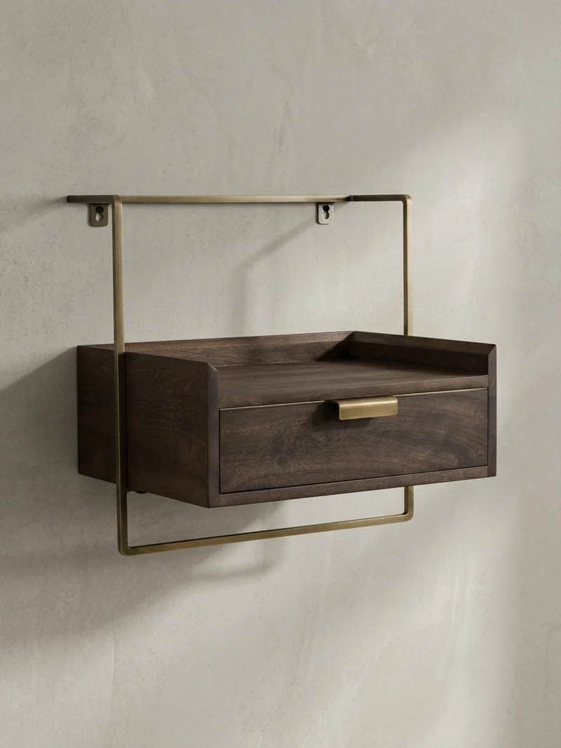 Nachttisch Mango Massivholz Wandmontage Schublade Boxspringbett