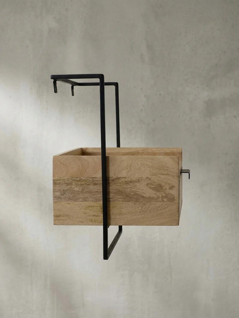 Nachttisch Mango Massivholz Wandmontage Schublade Boxspringbett