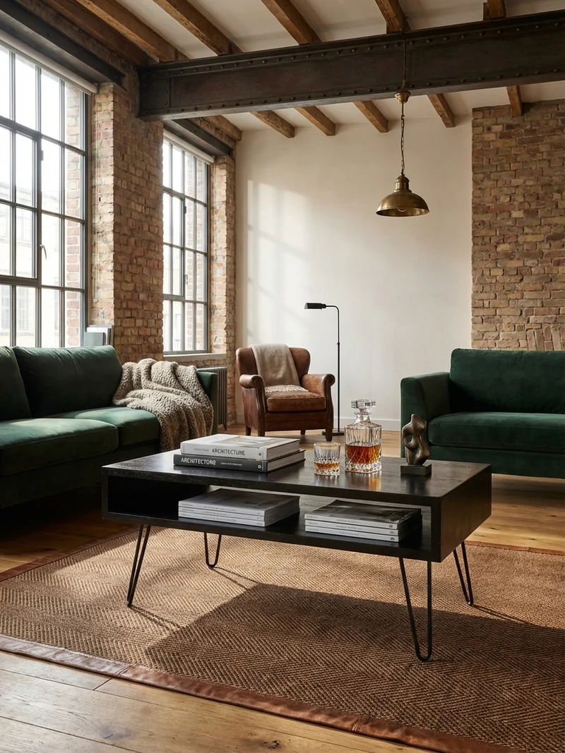 Couchtisch Mango Massivholz Metall 100x50x40cm mit Stauraum und Haarnadelbeinen