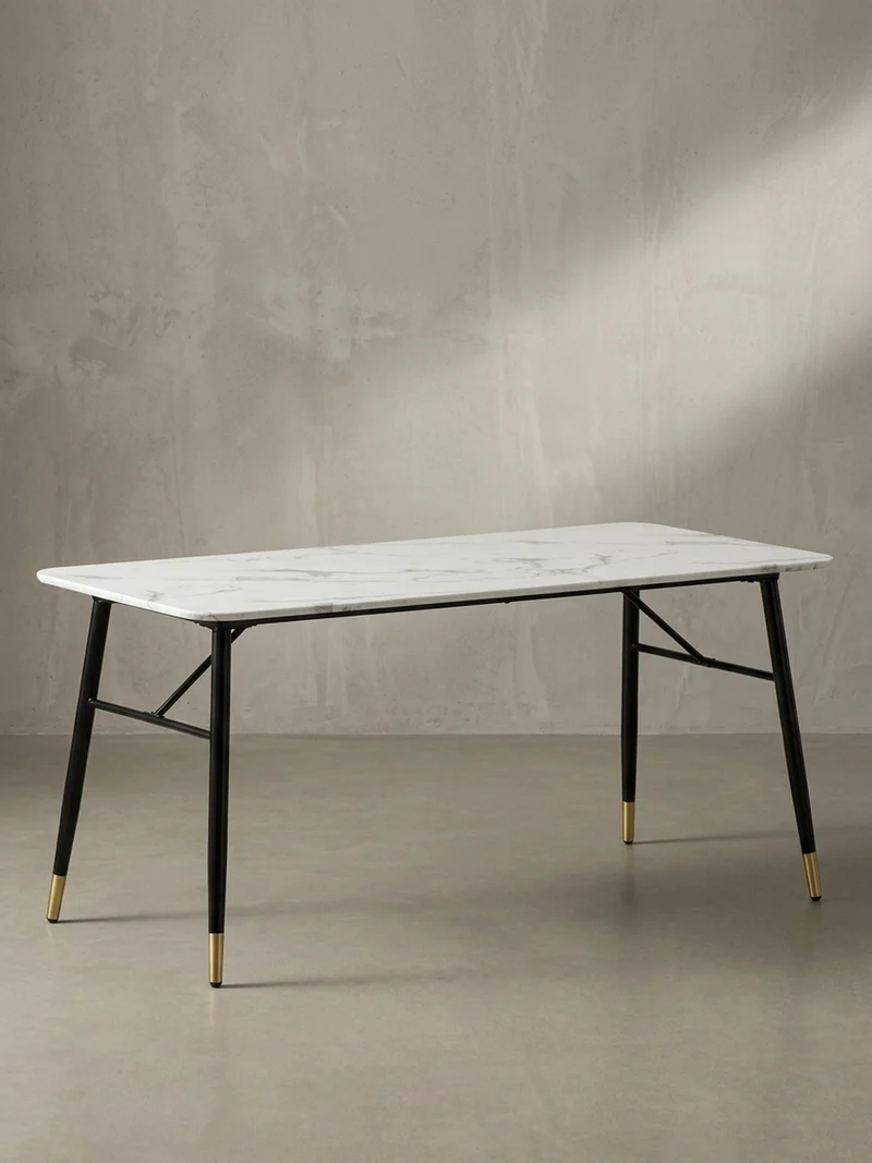 Esstisch Marmoroptik Metall Rechteckig Modern Klein
