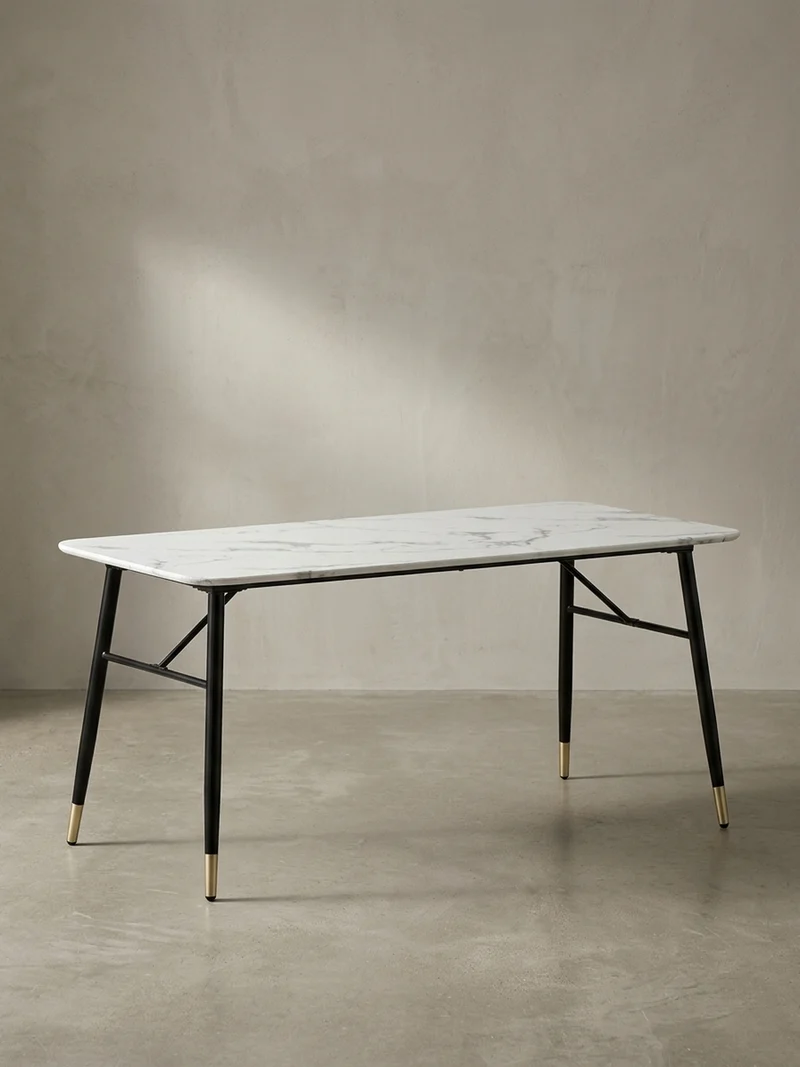 Esstisch Marmoroptik Metall Rechteckig Modern Klein
