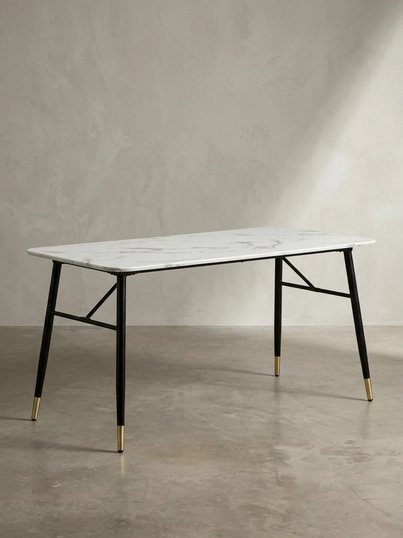 Esstisch Marmoroptik Metall Rechteckig Modern Klein