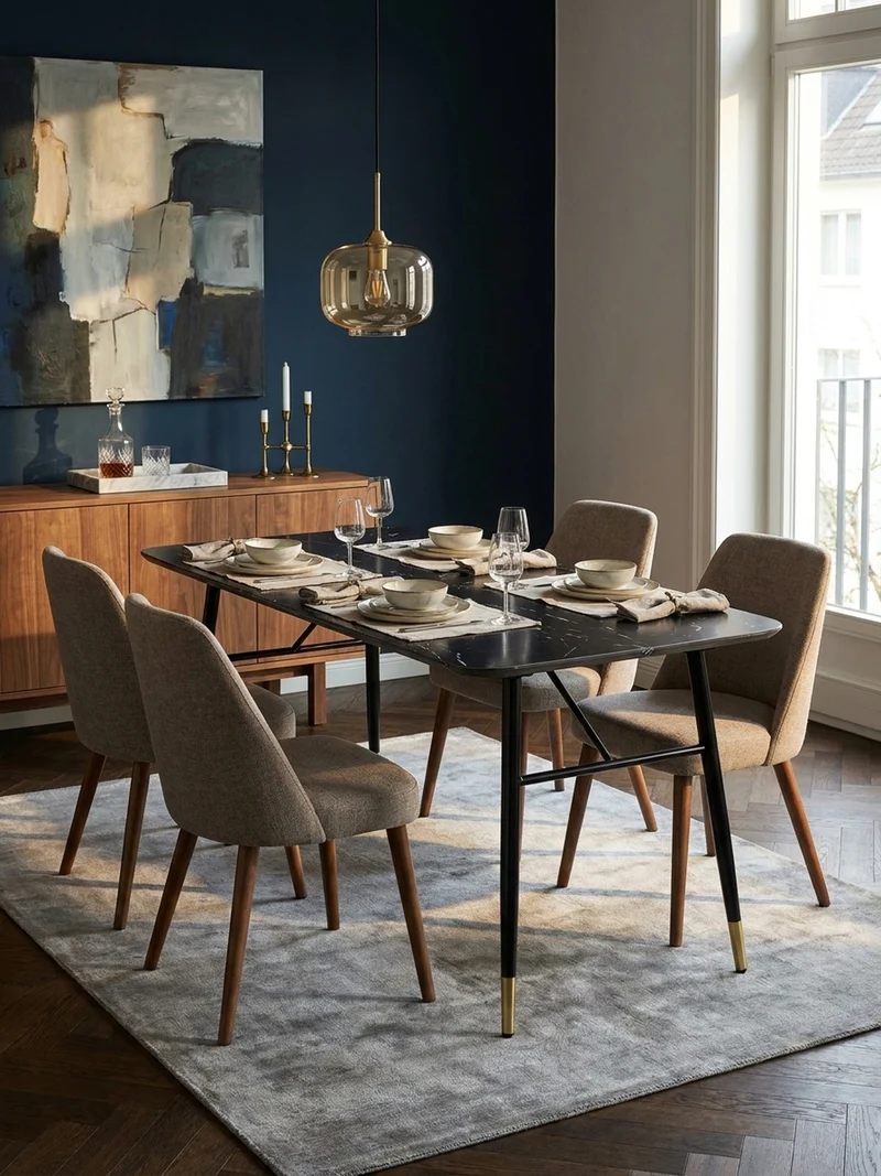 Esstisch Marmoroptik Metall Rechteckig Modern Klein
