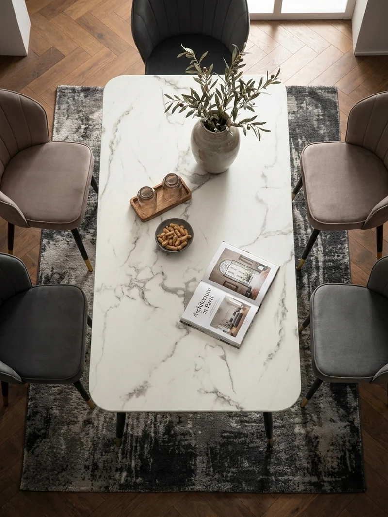 Esstisch Marmoroptik Metall Rechteckig Modern Klein