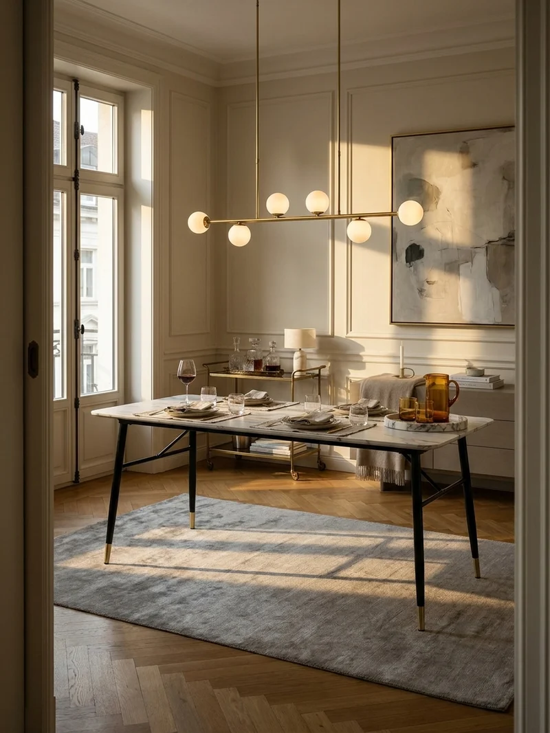 Esstisch Marmoroptik Metall Rechteckig Modern Klein
