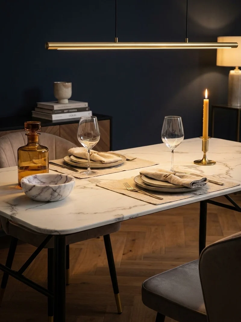 Esstisch Marmoroptik Metall Rechteckig Modern Klein