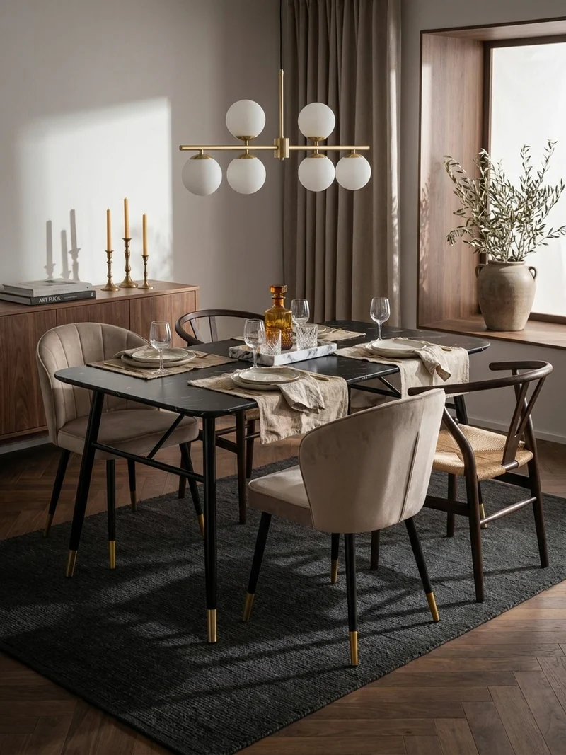 Esstisch Marmoroptik Metall Rechteckig Modern Klein