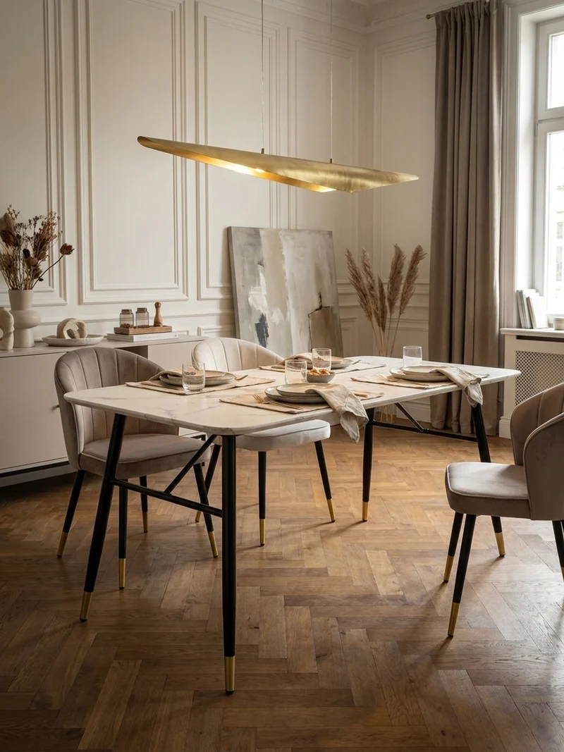Esstisch Marmoroptik Metall Rechteckig Modern Klein