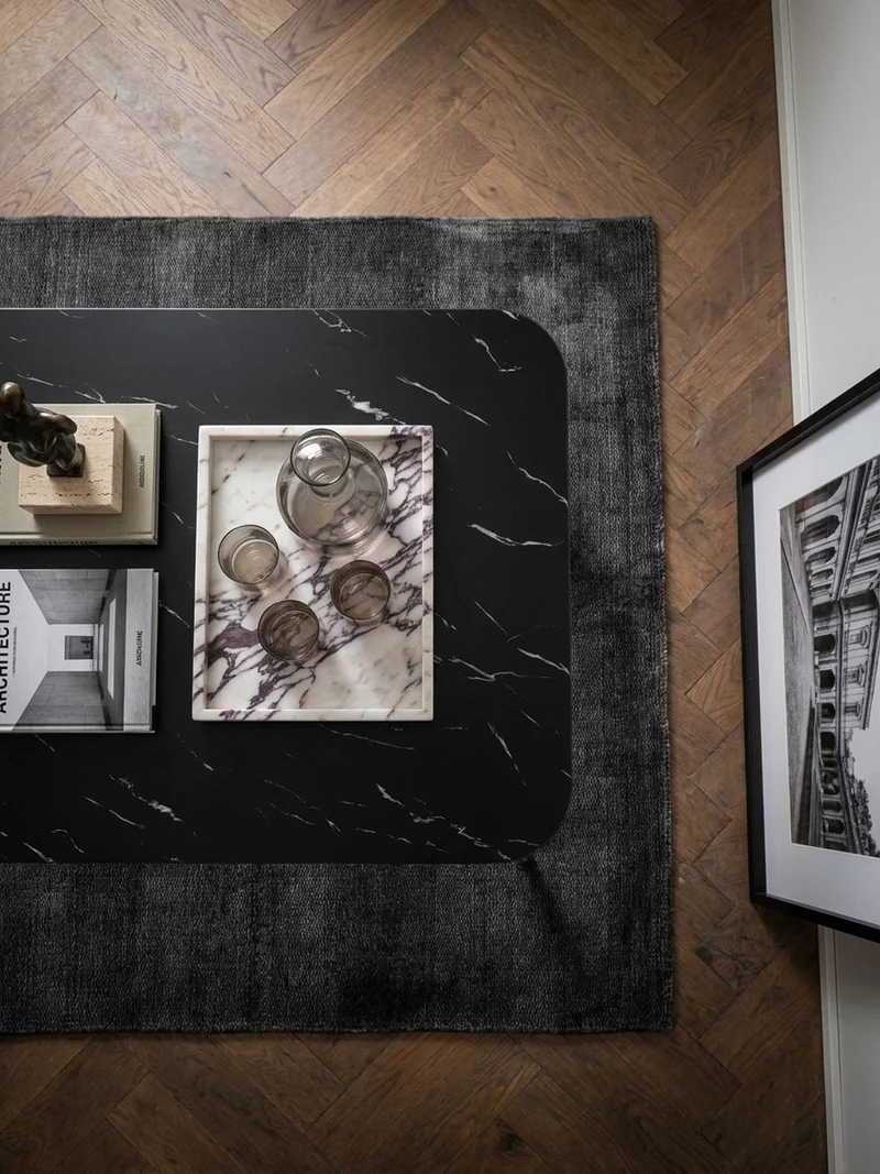 Esstisch Marmoroptik Metall Rechteckig Modern Klein
