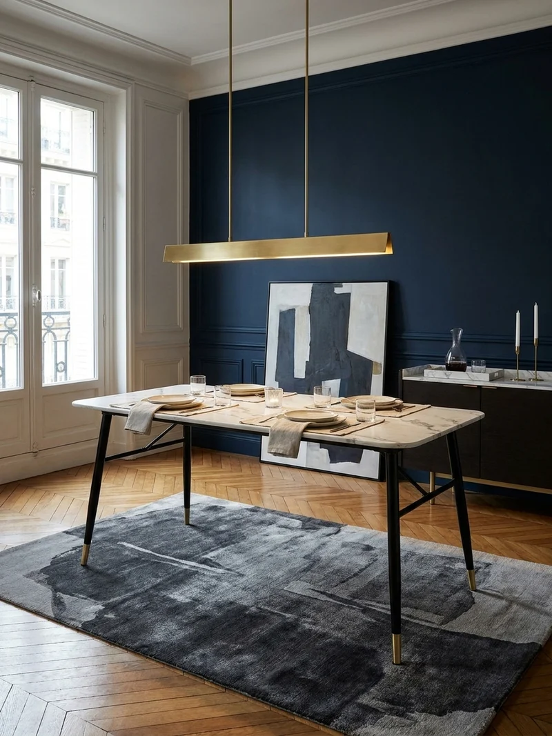 Esstisch Marmoroptik Metall Rechteckig Modern Klein