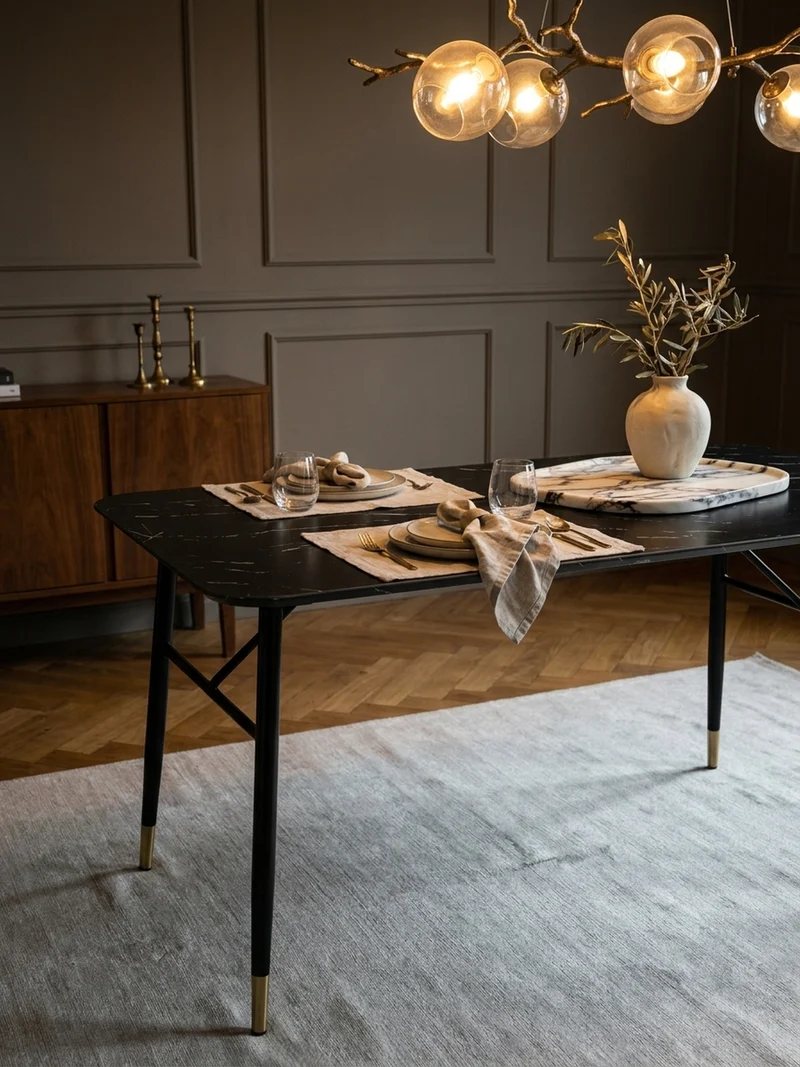 Esstisch Marmoroptik Metall Rechteckig Modern Klein