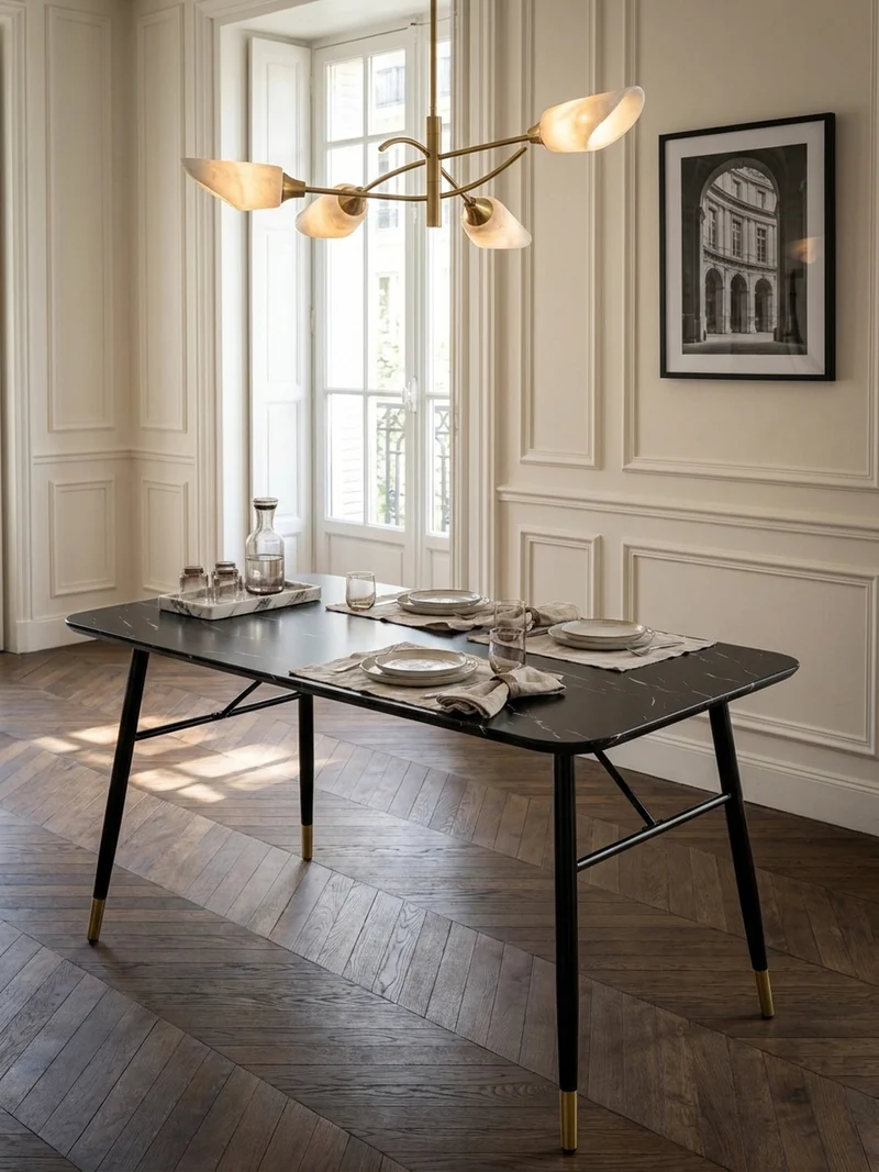 Esstisch Marmoroptik Metall Rechteckig Modern Klein